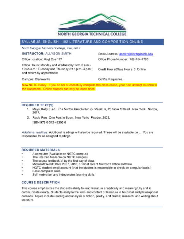 Doc Online Syllabus Engl Chase Westmoreland Academia Edu
