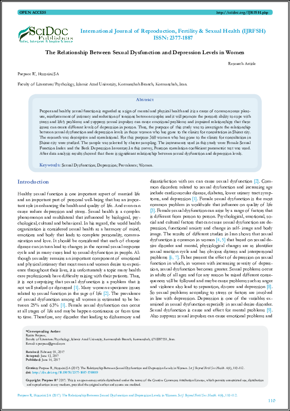 (PDF) The Relationship Between Sexual Dysfunction and Depression Levels ...