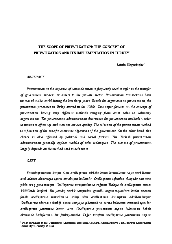 (DOC) The Scope of Privatization: The Concept of Privatization and Its ...