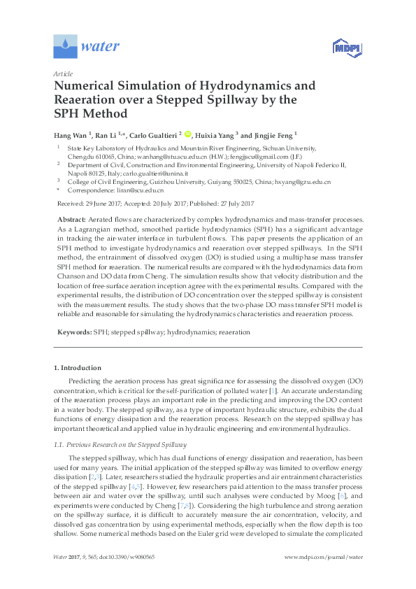 (PDF) Numerical Simulation of Hydrodynamics and Reaeration over a ...