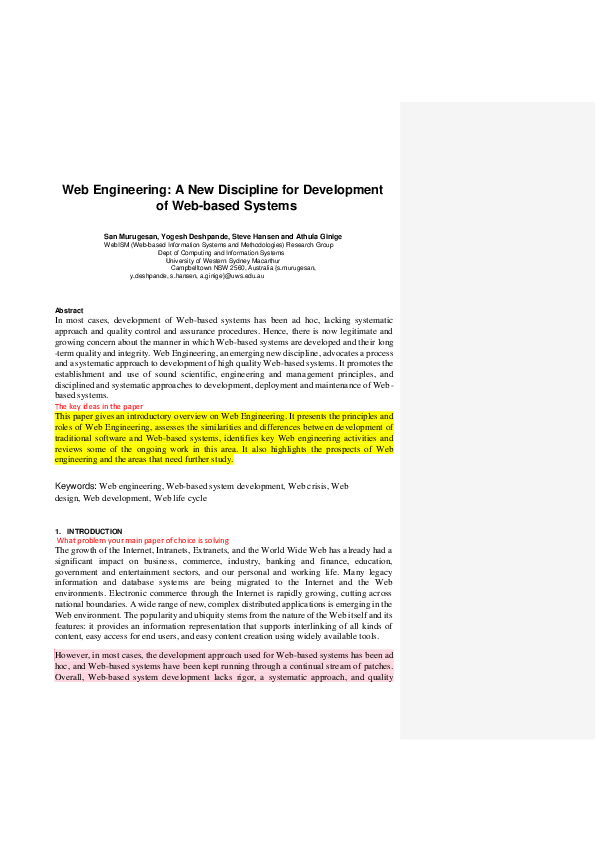 (DOC) Web Engineering: A New Discipline for Development of Web-based ...