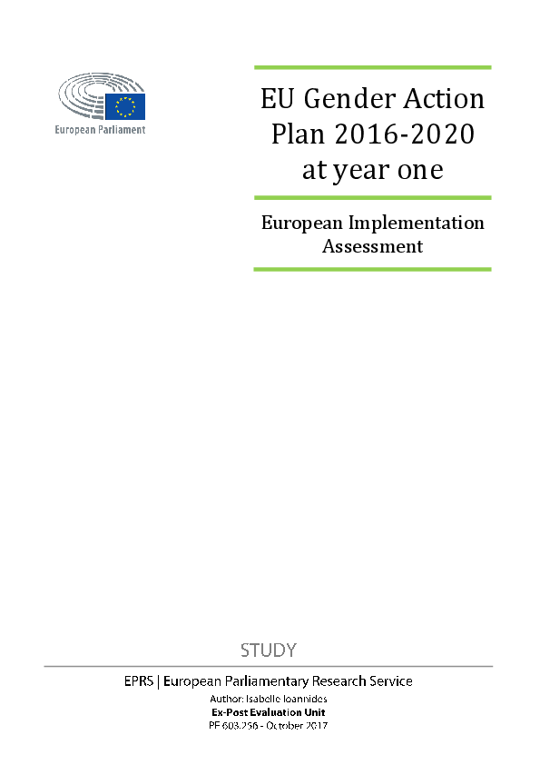 (PDF) EU Gender Action Plan 2016-2020 at year one: European ...