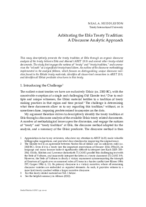 (PDF) 2017. “Arbitrating the Ebla Treaty Tradition: A Discourse ...