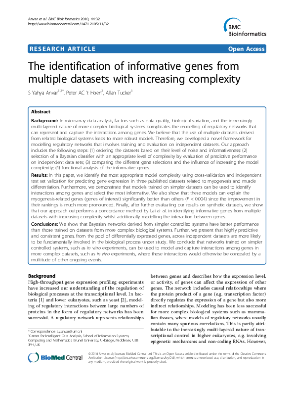 (PDF) The identification of informative genes from multiple datasets ...