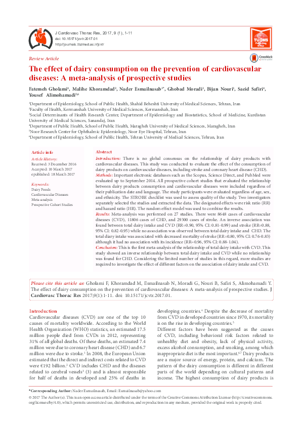 (PDF) The effect of dairy consumption on the prevention of