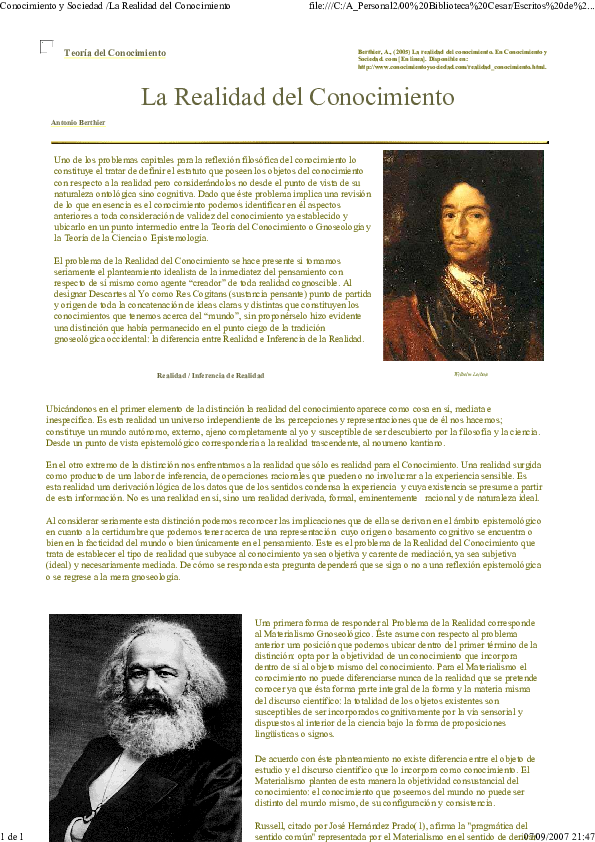(PDF) La Realidad del Conocimiento