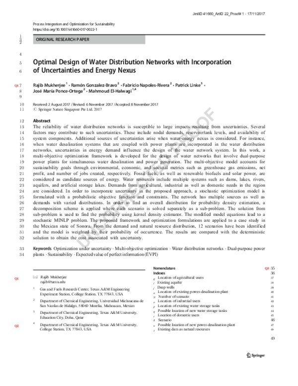 (PDF) Optimal Design of Water Distribution Networks with Incorporation ...