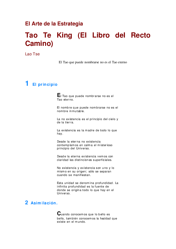 (PDF) El Arte de la Estrategia Tao Te King (El Libro del Recto Camino