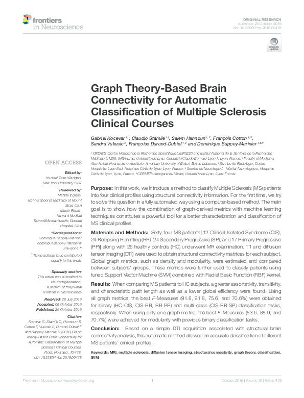 (PDF) Graph Theory-Based Brain Connectivity for Automatic ...