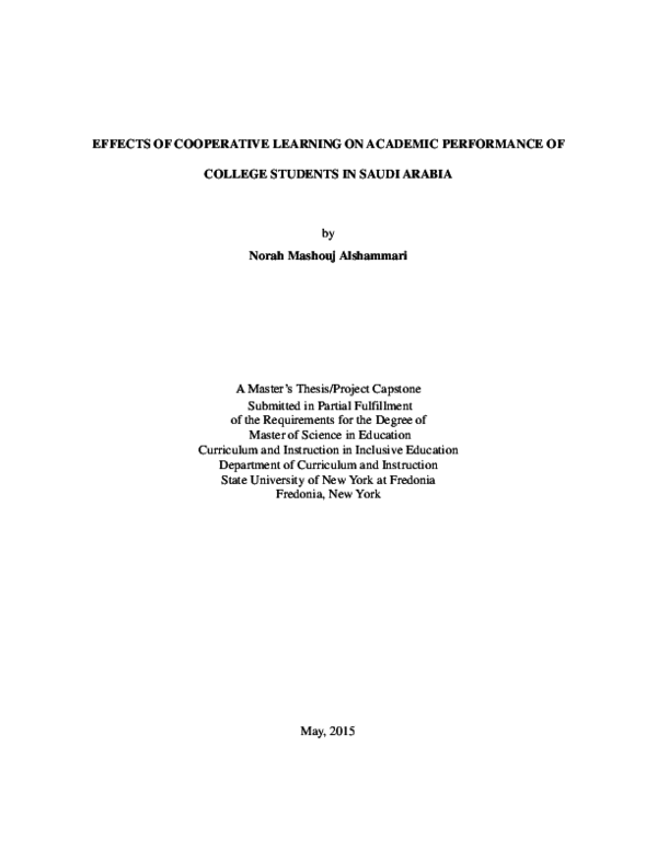 (PDF) EFFECTS OF COOPERATIVE LEARNING ON ACADEMIC PERFORMANCE OF ...