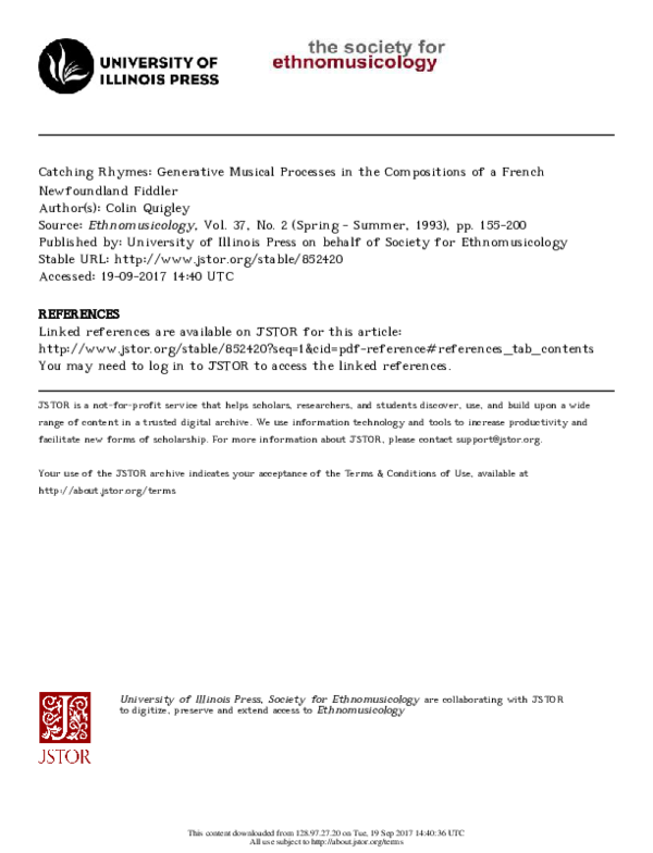 (PDF) Catching Rhymes: Generative Musical Processes in the Compositions ...