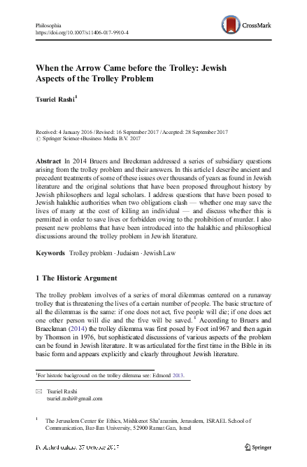 (PDF) Jewish Trolley Problem