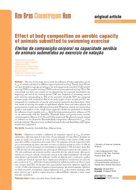(PDF) Licença Creative Commom Effect of body composition on aerobic ...
