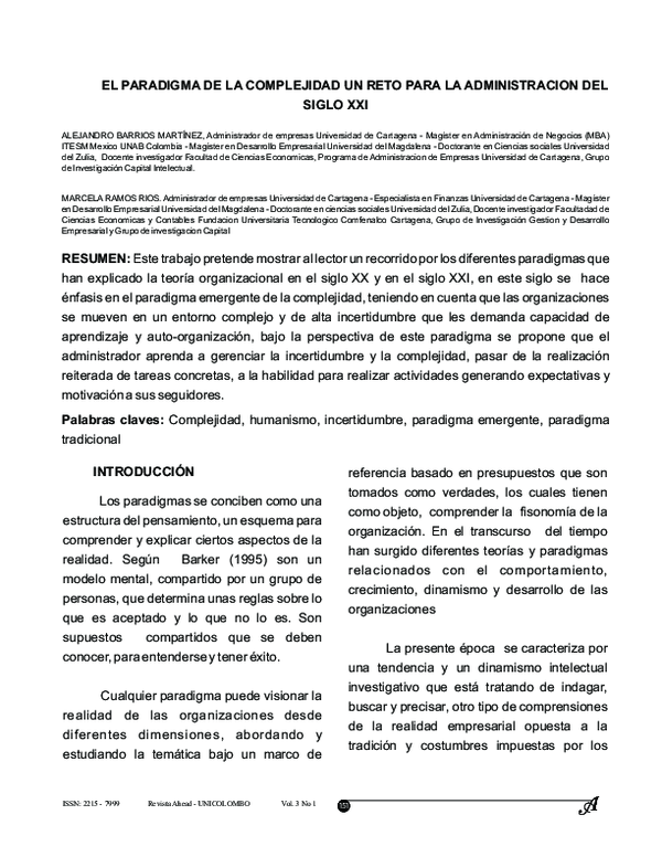 (PDF) THE PARADIGM OF COMPLEXITY - A CHALLENGE FOR THE ADMINISTRATION ...
