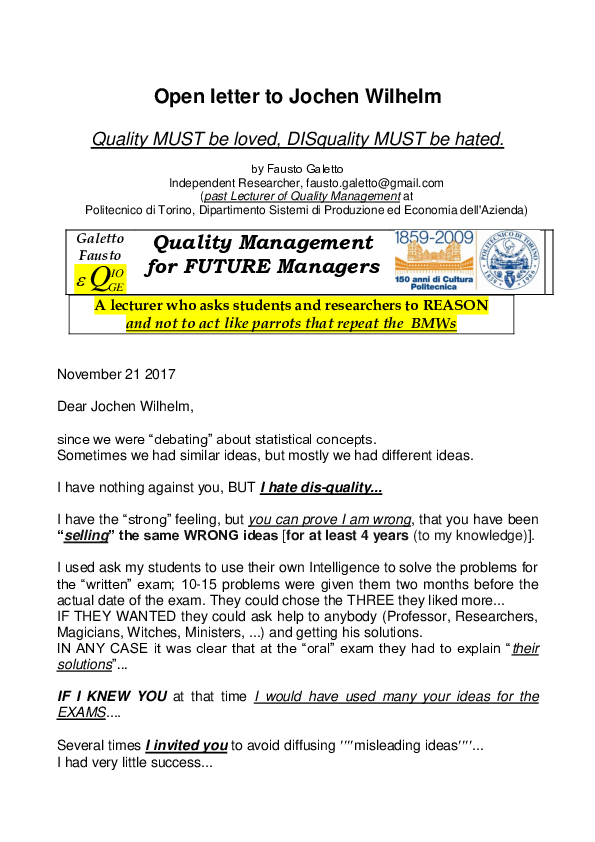 (DOC) Open letter to Jochen Wilhelm Fausto Galetto Academia.edu