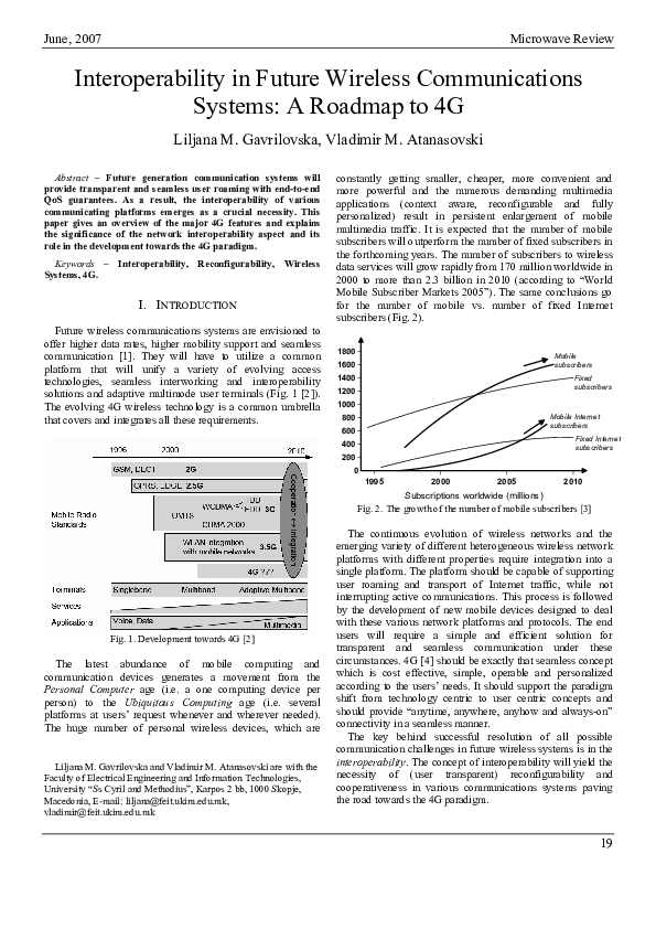 (PDF) Interoperability in future wireless communications systems A