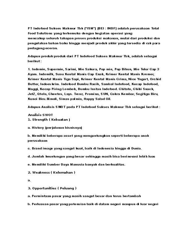 Indofood swot analysis essay 06 image