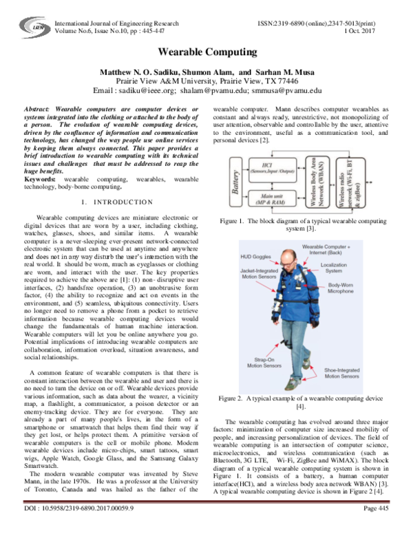 (PDF) Wearable Computing Innovative Research Publications Academia.edu