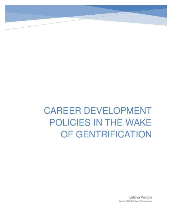 (PDF) CAREER DEVELOPMENT POLICIES IN THE WAKE OF GENTRIFICATION