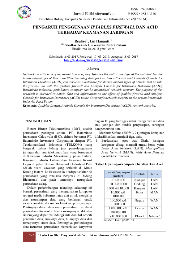 (PDF) PENGARUH PENGGUNAAN IPTABLES FIREWALL DAN ACID