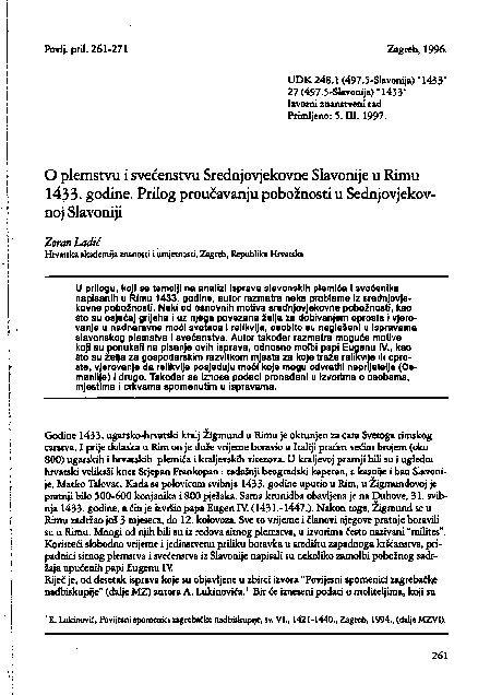 (PDF) O plemstvu i svećenstvu Srednjovjekovne Slavonije u Rimu 1433 ...