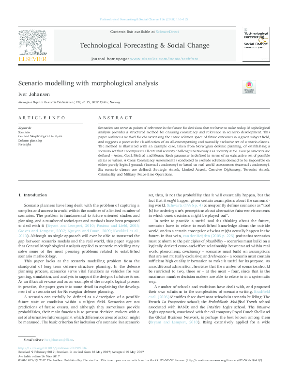 (PDF) Scenario modelling with morphological analysis