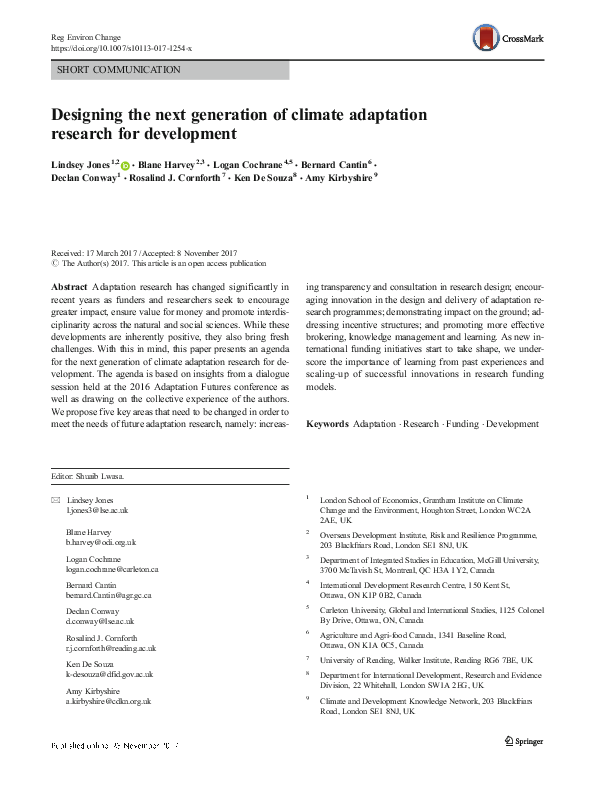 (PDF) Designing the next generation of climate adaptation research for ...