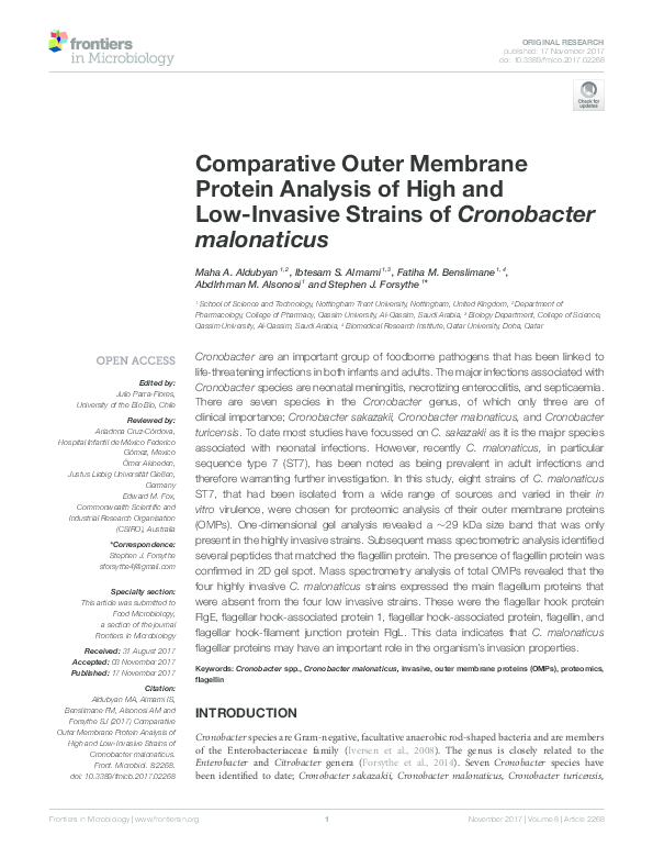 (PDF) Comparative Outer Membrane Protein Analysis of High and Low ...