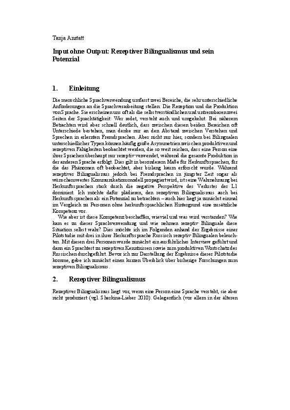 Pdf Tanja Anstatt Draft Rezeptiver Bilingualismus Tanja Anstatt Academia Edu