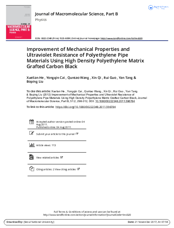 (PDF) Improvement of Mechanical Properties and Ultraviolet Resistance