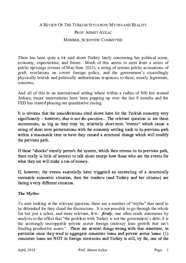 (PDF) A REVIEW OF THE TURKISH SITUATION: MYTHS AND REALITY