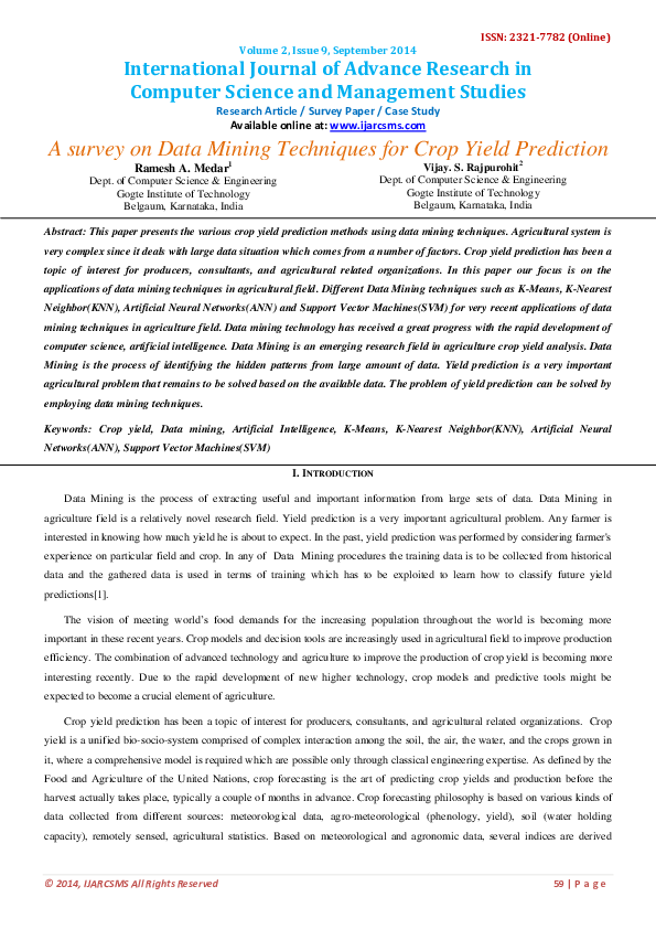 (PDF) Computer Science and Management Studies A survey on Data Mining ...