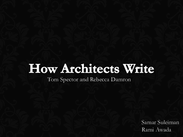 (PPT) How Architects Write-