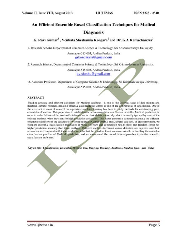 (PDF) An Efficient Ensemble Based Classification Techniques for Medical ...