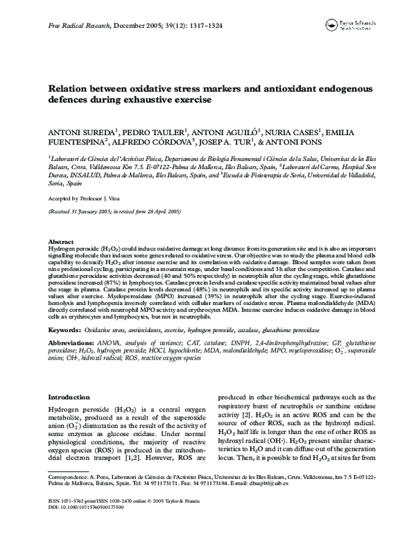 (PDF) Relation between oxidative stress markers and antioxidant ...