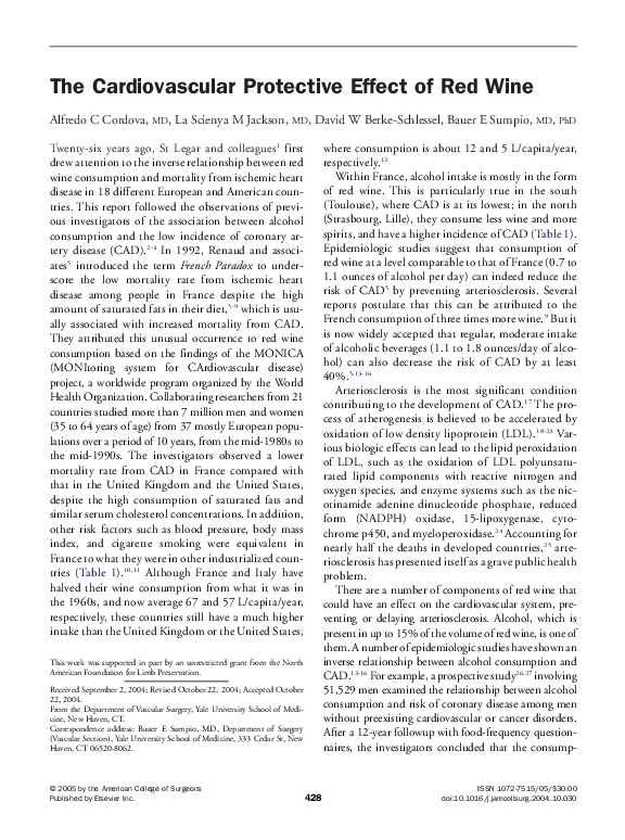 (PDF) The cardiovascular protective effect of red wine alfredo