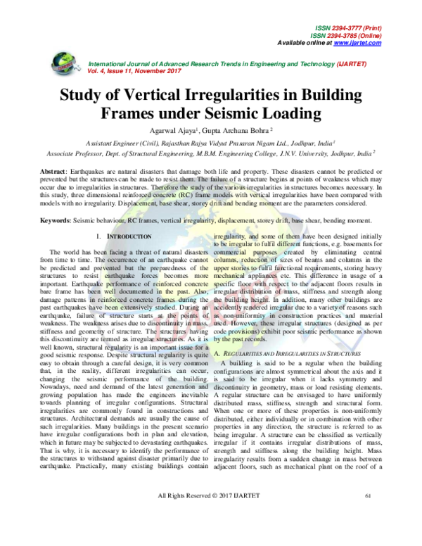 Pdf Study Of Vertical Irregularities In Building Frames Under Seismic Pdf Study Of Vertical Irregularities In Building Frames Under Seismic