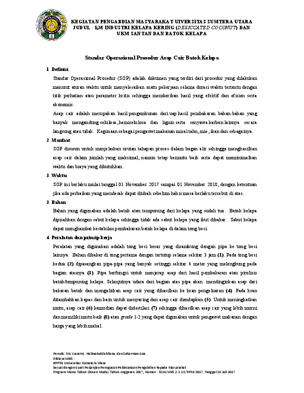 (PDF) Standar Operasional Prosedur Asap Cair Batok Kelapa