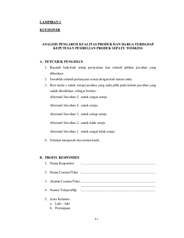 (PDF) Analisis Pengaruh Kualitas Produk dan Harga Pembelian Sepatu Tomkins