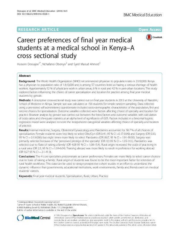 (PDF) Career preferences of final year medical students.pdf Syed Masud Ahmed Academia.edu