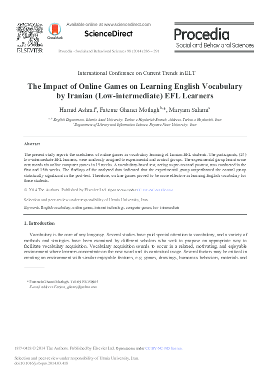 (PDF) The Impact of Online Games on Learning English Vocabulary by ...
