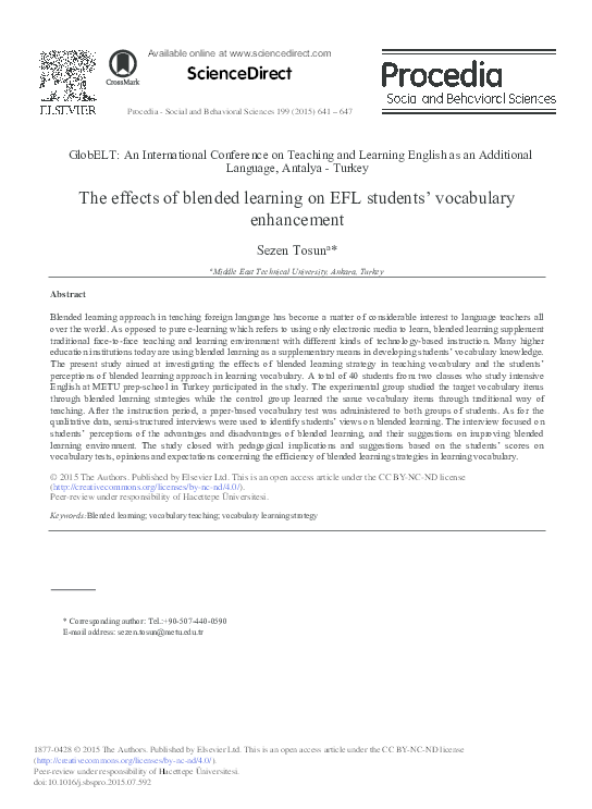 (PDF) @40-The effects of blended learning on EFL students’ vocabulary.pdf