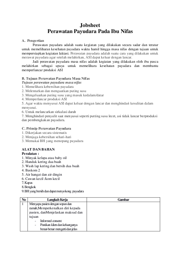 (DOC) Jobsheet nifas perawatan payudara | ristina rosauli - Academia.edu