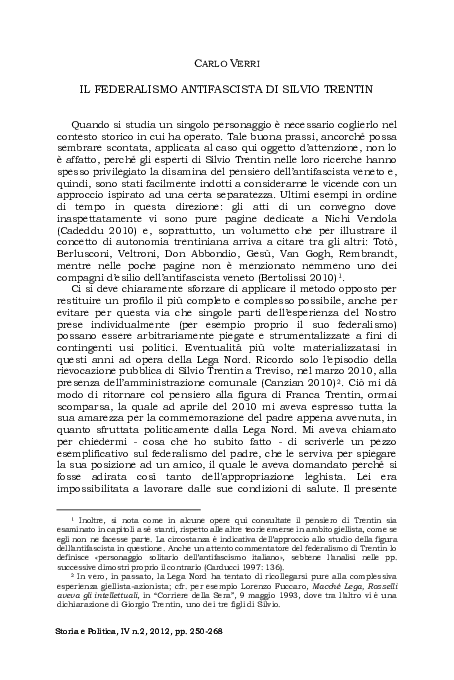 PDF) Il federalismo antifascista di Silvio Trentin | Carlo ...