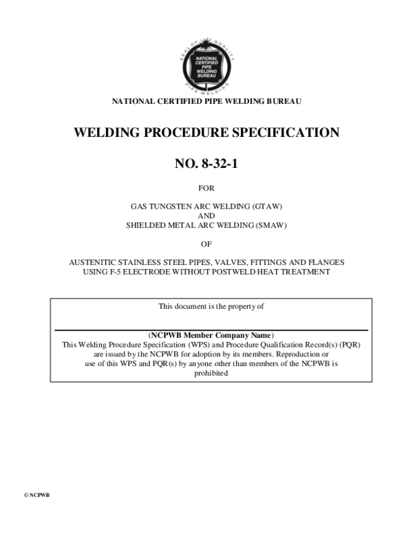 (PDF) NATIONAL CERTIFIED PIPE WELDING BUREAU WELDING PROCEDURE
