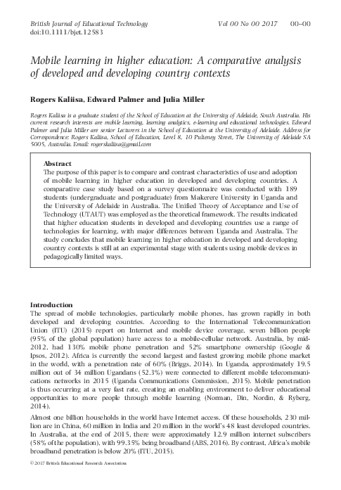 (PDF) Mobile learning in higher education: A comparative analysis of ...