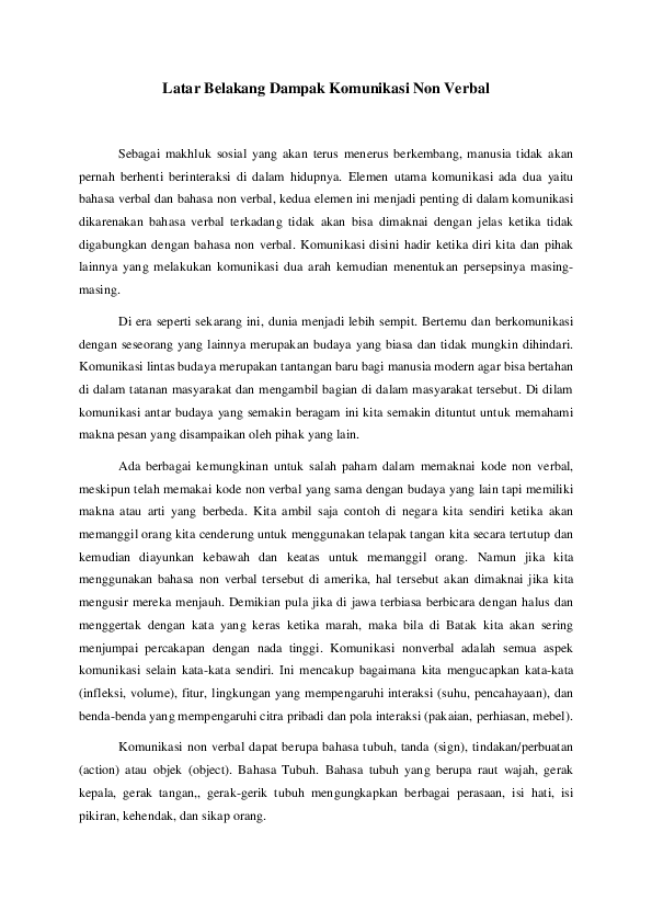 Doc Latar Belakang Dampak Komunikasi Non Verbal Vinsensius Dimas Academia Edu