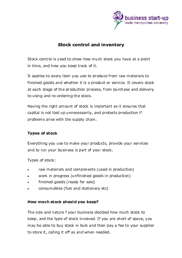 (DOC) Stock control and inventory tips Collins Boateng Academia.edu