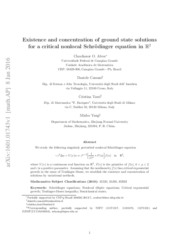 (PDF) Existence and concentration of ground state solutions for a ...