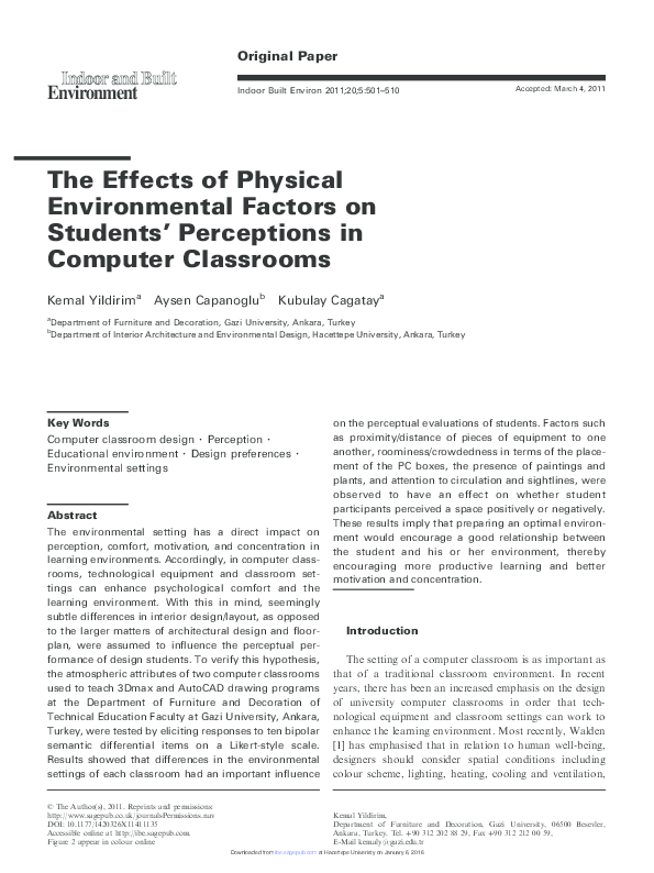 (PDF) The effects of physical environmental factors on students